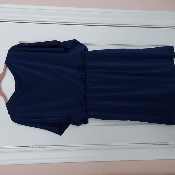R&M Richards Blue Ruffle Dress with Shoulder Details - Picture 2 of 4